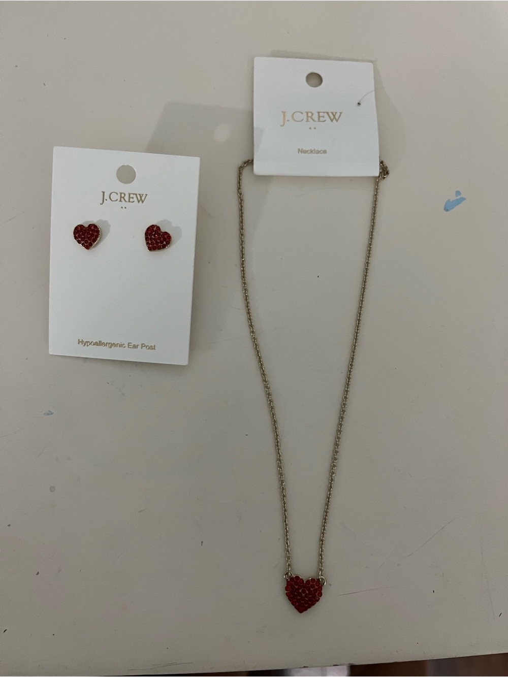 J.Crew Heart Necklace and earring set